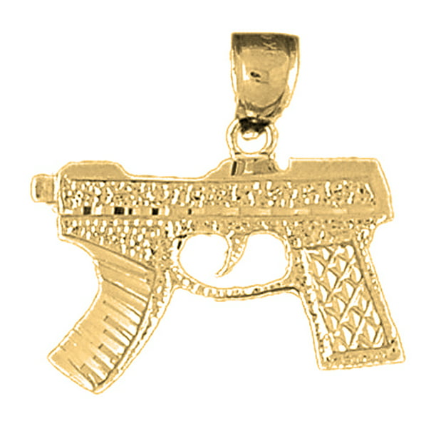 Jewels Obsession Handgun Necklace 14K Yellow Gold-plated 925 Silver Handgun Pendant with 18 Necklace 